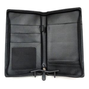 Multi Pocket Organizer with Pen Loop Zipper Closure Coupon Keeper Textured Black